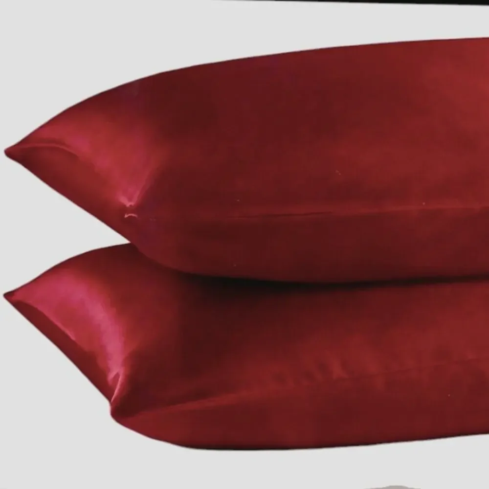 2 Pc Beautyrest STANDARD Satin Pillowcases Dark RED‎ Silky Therapeutic Hair Skin